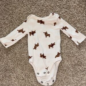 Carter's Cream Long-Sleeve Onesie with Brown Moose Print